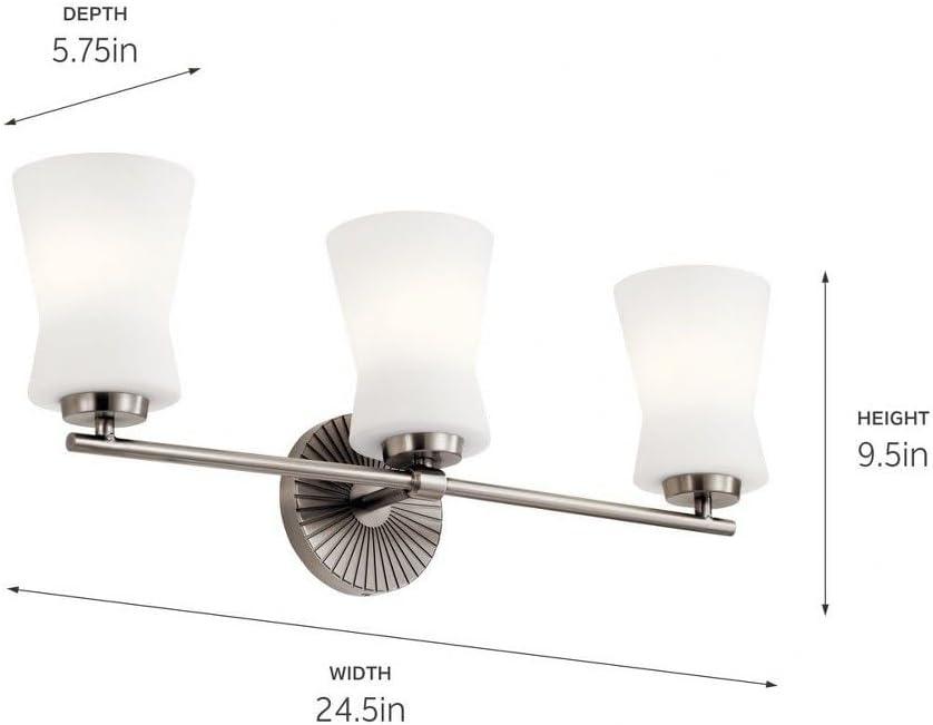 Classic Pewter 3-Light Vanity Light with Satin Etched Glass