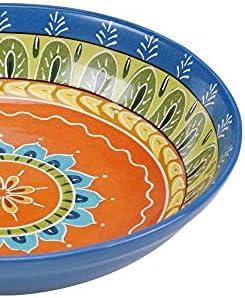 Valencia Multicolor Ceramic Serving and Pasta Bowl