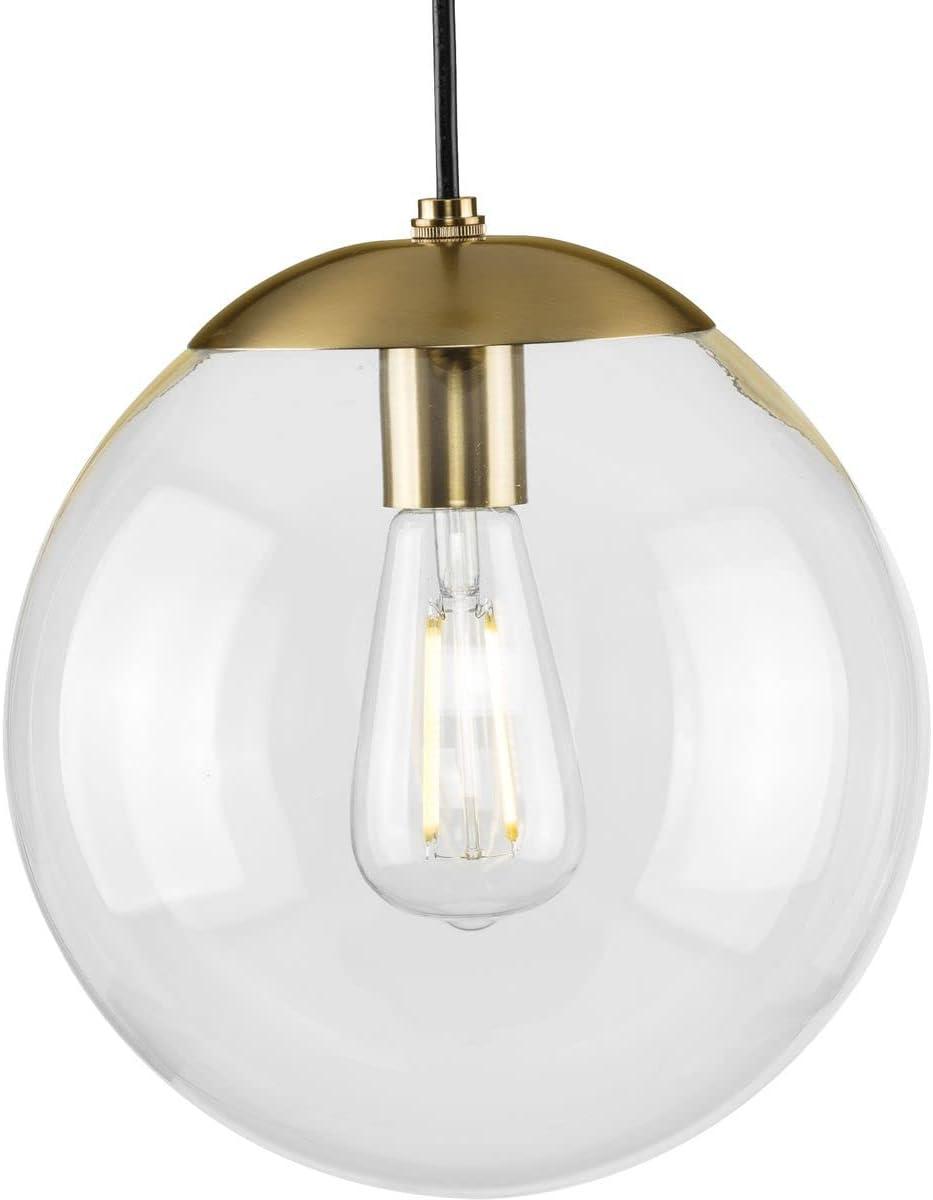 Progress Lighting Atwell 1-Light Glass Globe Pendant, Brushed Nickel, Clear Glass Shade