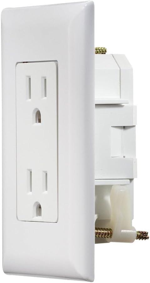 White Dual AC Self-Contained Outlet with Cover Plate