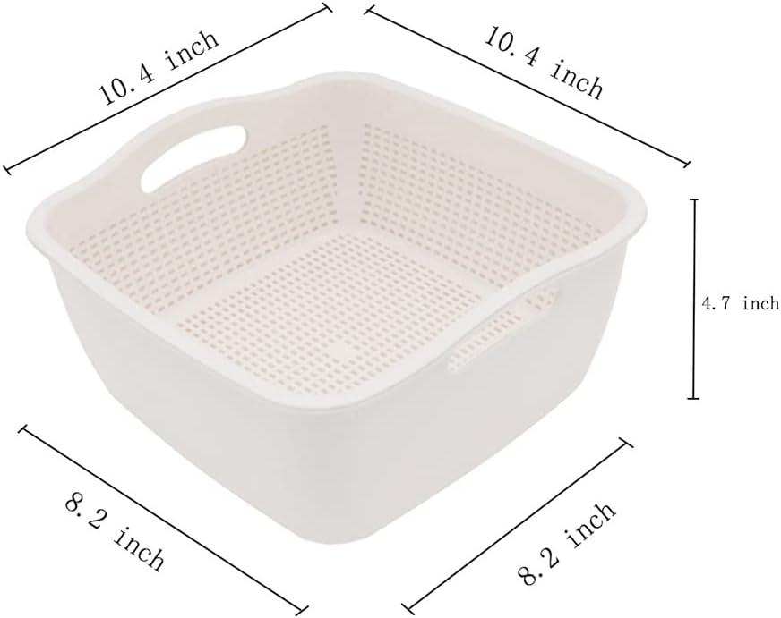 2-in-1 Fruit & Veggie Strainer Bowl, Stackable for Space-Saving, Efficient Soaking & Drainage