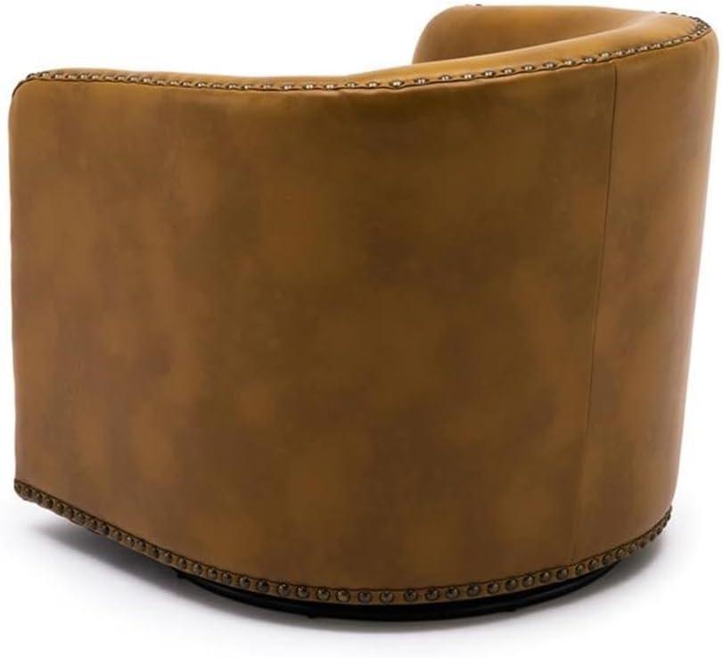 Comfort Pointe Tyler Faux Leather Solid Swivel Armchair, Camel Brown