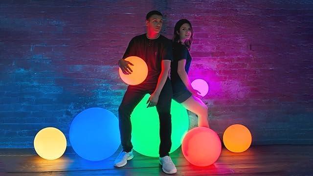 LOFTEK 8-inch LED Night Light Ball: 16 RGB Colors and Dimmable Globe Light with Remote, Upgraded Folding Handle, Seamless Matte Housing, Rechargeable IP65 Floating Pool Light, for Nursery or Decor