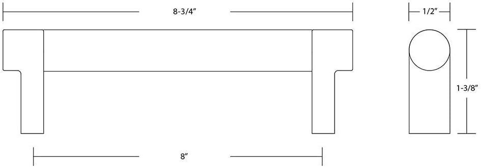 Polished Chrome Knurled 8" Cabinet Pull Bar