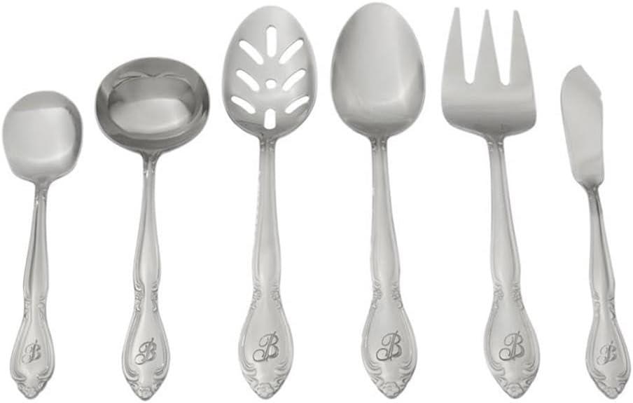 RiverRidge Home RiverRidge Rose Flatware 46-Piece Monogrammed Stainless Steel Silverware Set for 8