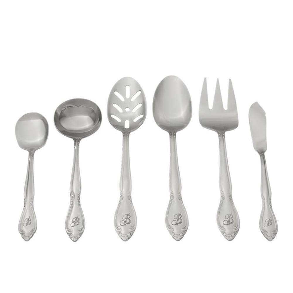 RiverRidge Home RiverRidge Rose Flatware 46-Piece Monogrammed Stainless Steel Silverware Set for 8