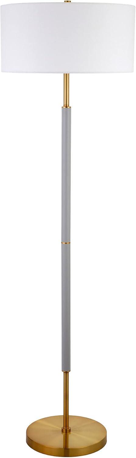 Henn&Hart 17" Cool Gray/Brass Metal/Fabric Floor Lamp