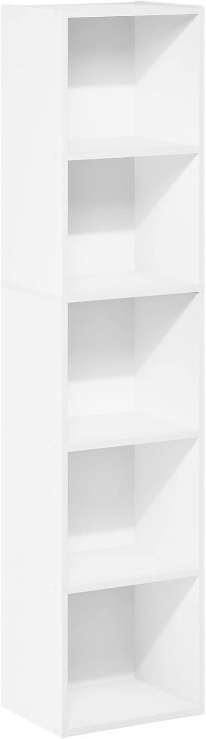 Furinno Pasir 5-Tier Open Shelf Bookcase, White