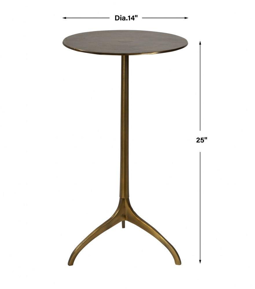Uttermost Modern Cast Aluminum Round Accent Table 14" Wide Gold Tripod Legs for Living Room Bedroom Bedside Entryway House Office