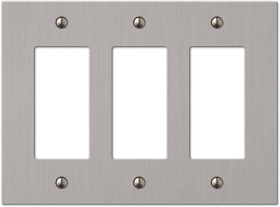 Amerelle 55RRRBN Elan Wallplate, 3 Rocker, Cast Metal, Brushed Nickel, 1-Pack