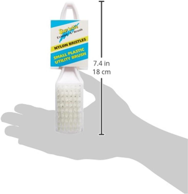 Small White Plastic Utility Brush with Nylon Bristles