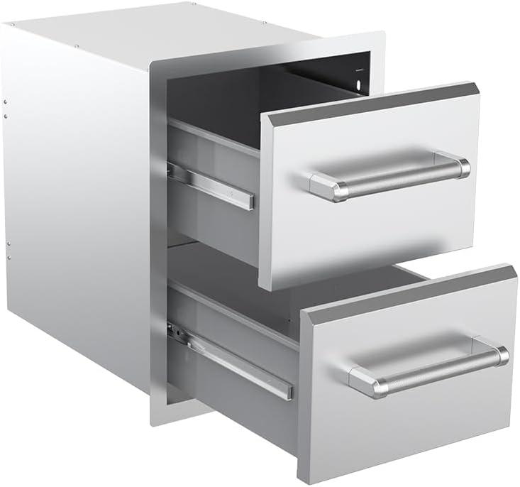 Stainless Steel Vertical Double Drawer Outdoor Kitchen Unit