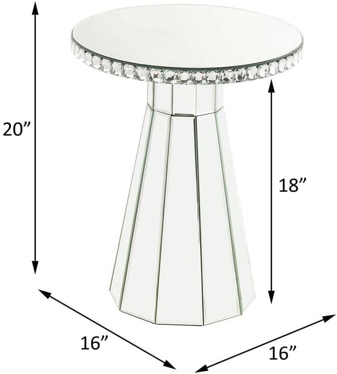 16" Lotus Accent Table Mirroed/Faux crystals Inlay - Acme Furniture