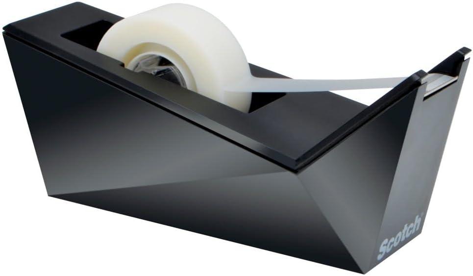 Black Facet Design One-Handed Desktop Tape Dispenser