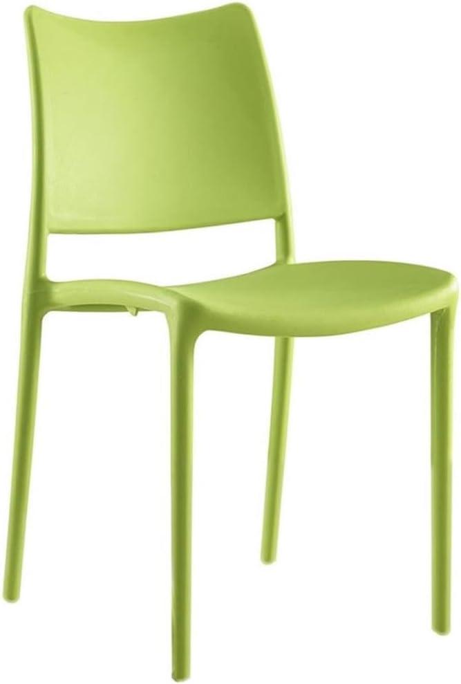 Modern Contemporary Dining Side Chair (Indoor and Outdoor), Green, Plastic