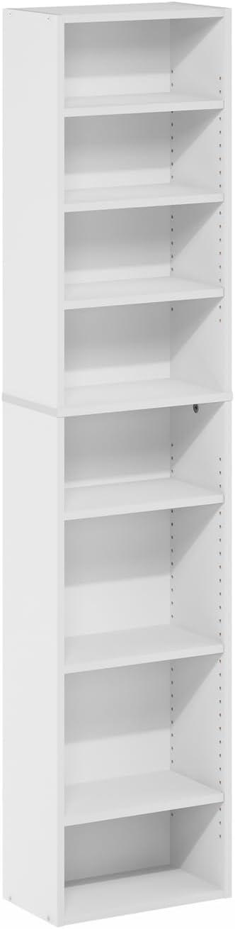 Furinno Indo 8-Tier Adjustable Shelves Multimedia Media Storage Tower Rack, White