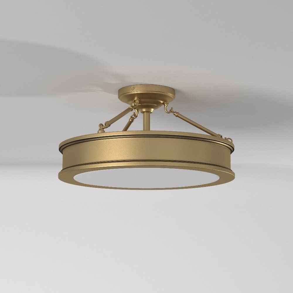Liberty Gold 3-Light Semi Flush Mount with Etched Glass