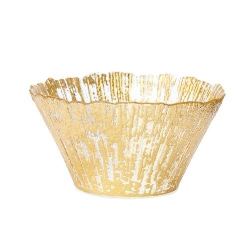 Gold Foil Textured Glass Round Serving Bowl