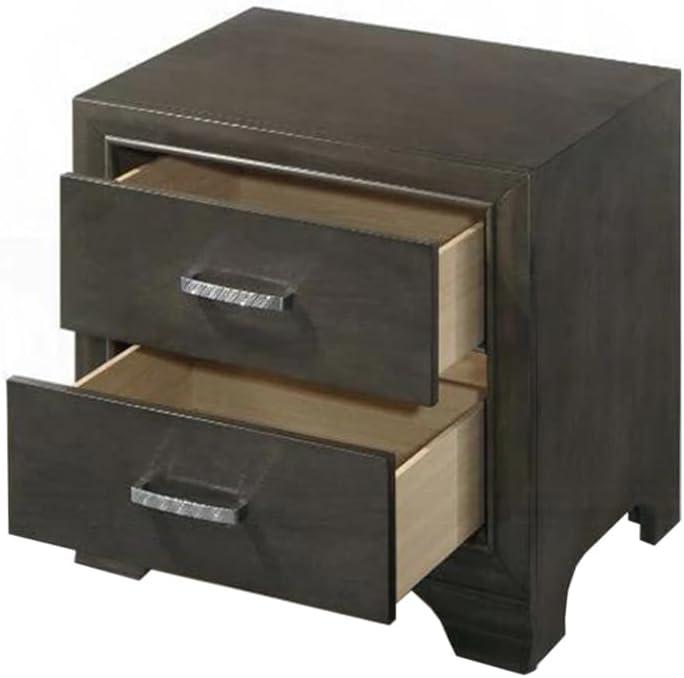 Wooden Two Drawer Nightstand With Bracket Legs Gray - Saltoro Sherpi