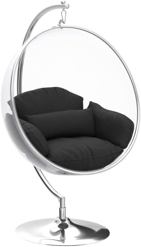 Meridian Furniture Luna Fabric Acrylic Swing Bubble Accent Chair in Black