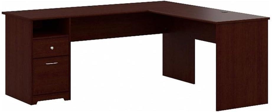 Bush Furniture Cabot 72" L Shaped Desk with Storage, Harvest Cherry