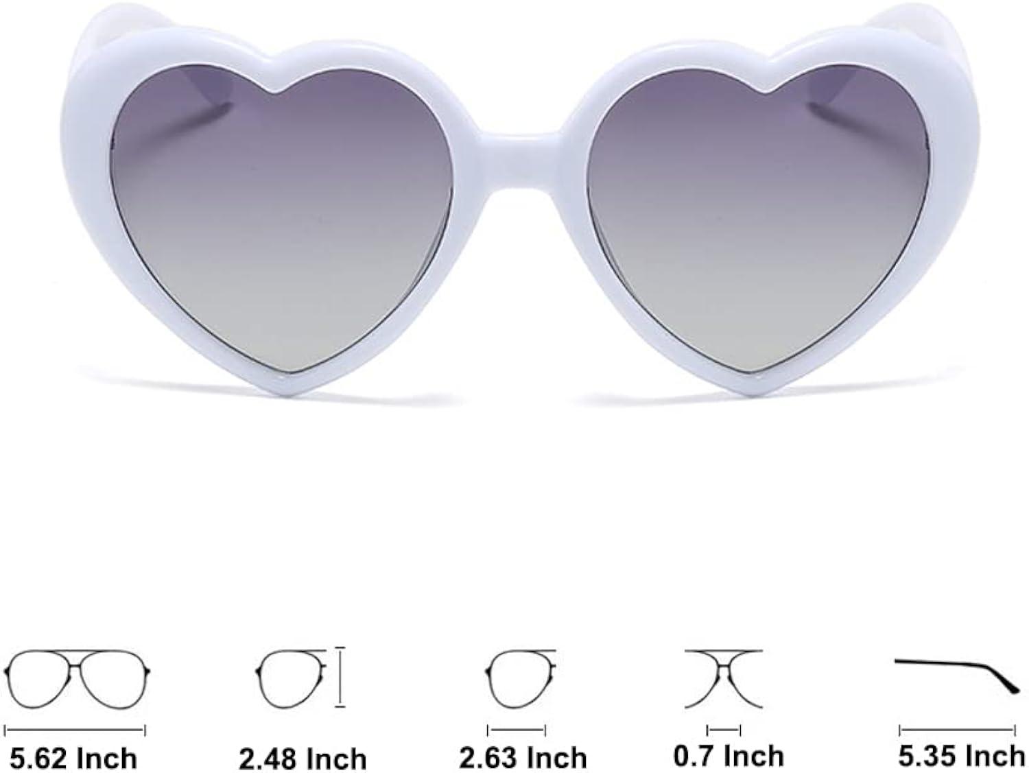 White Heart-Shaped Plastic Sunglasses for Adults