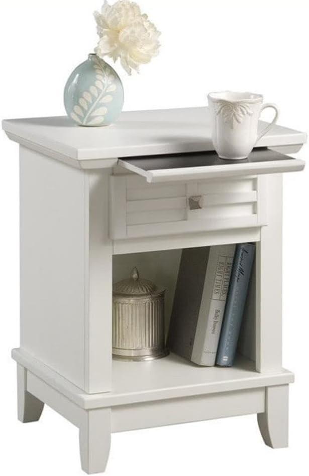 Homestyles Arts & Crafts Off White Wood Nightstand with Slide-out Shelf