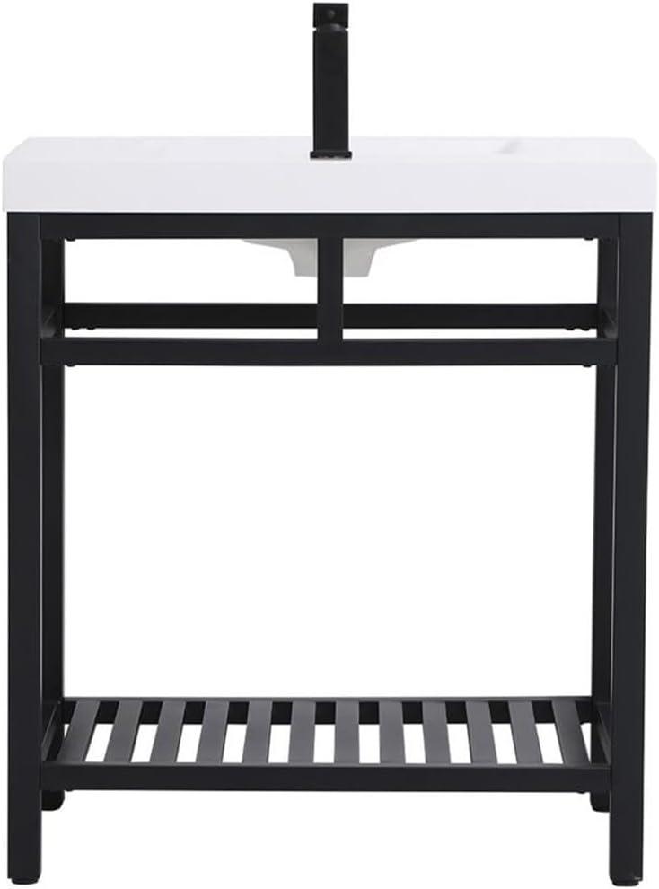 Elegant Decor Raya 30" Single Resin Top Metal Bathroom Vanity in Black