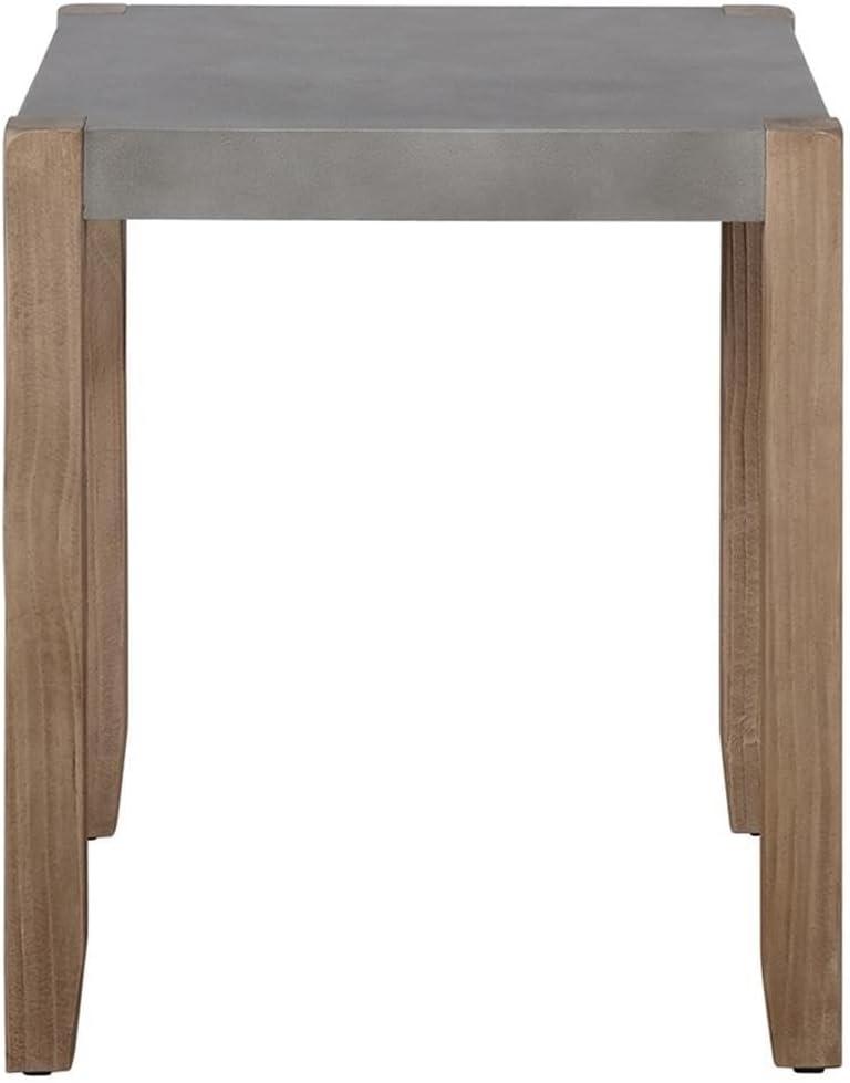 Alaterre Newport 21" Square Faux Concrete and Wood End Table