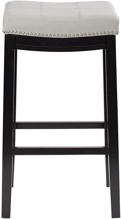 Claridge Backless Faux Leather Nailhead Saddle Barstool Gray - Linon