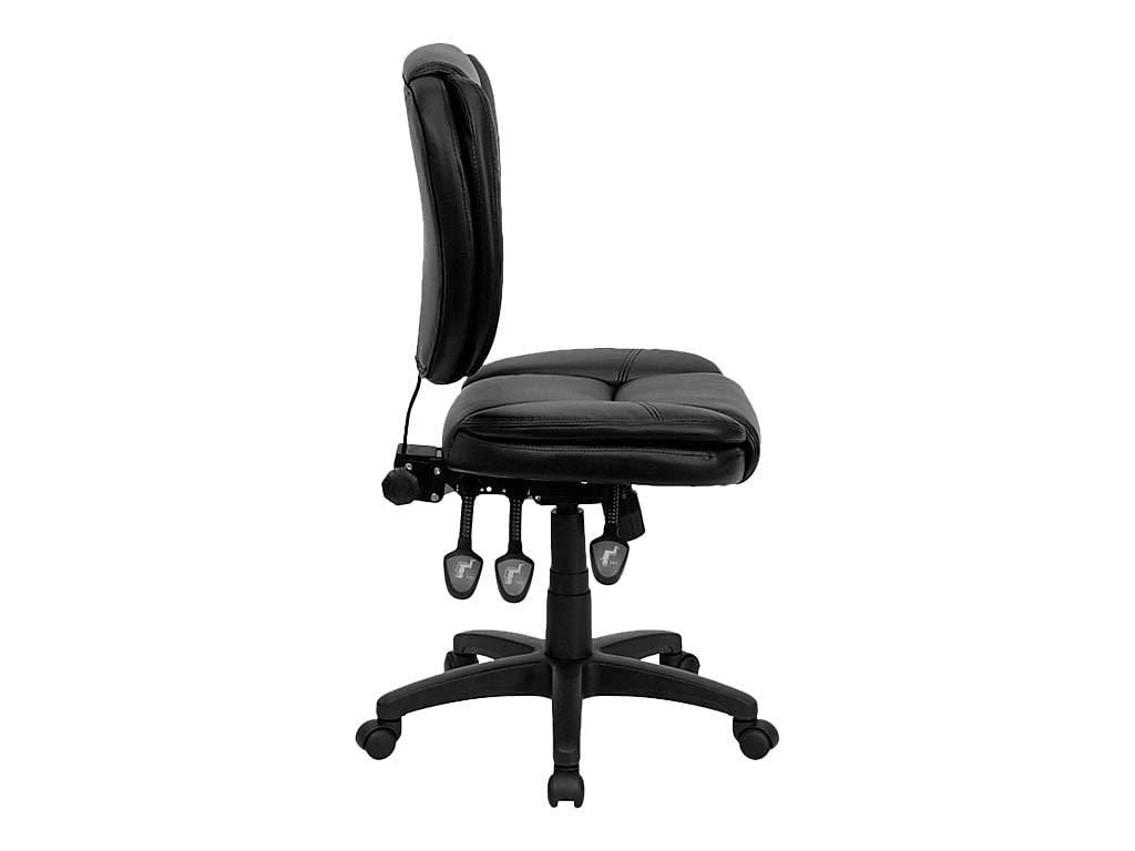 Flash Furniture Mid-Back Black LeatherSoft Multifunction Swivel Ergonomic Task Office Chair with Pillow Top Cushioning