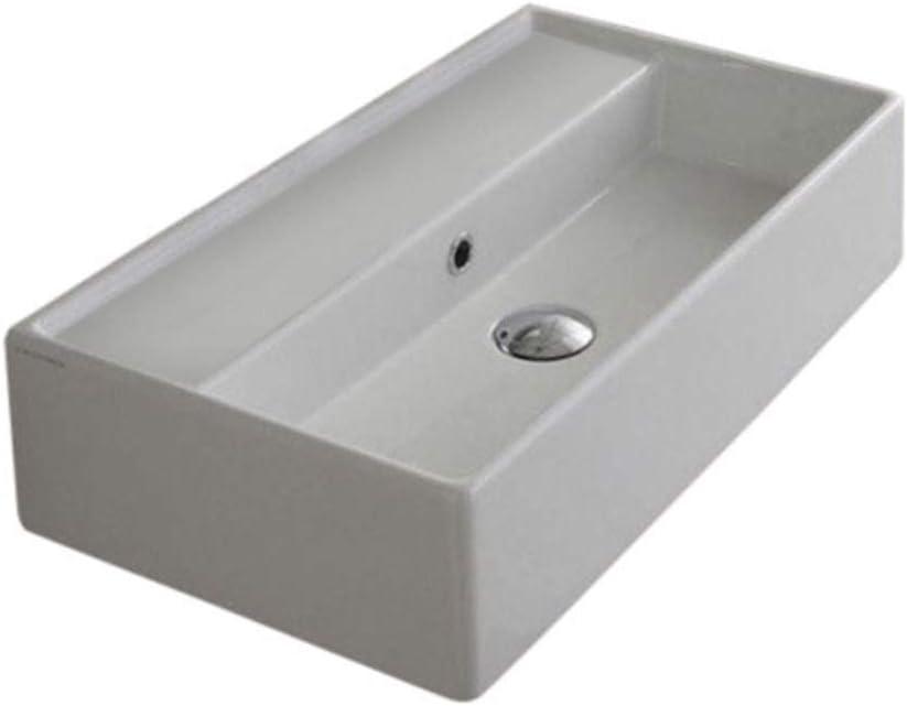 Scarabeo By Nameeks Teorema 13.39'' White Ceramic Rectangular Bathroom Sink with Overflow