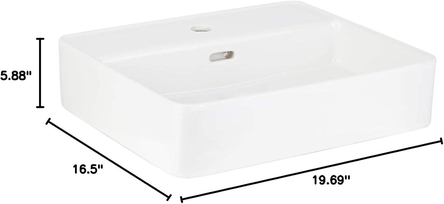 Hibiscus Rectangular Fireclay Vessel Sink Single Hole