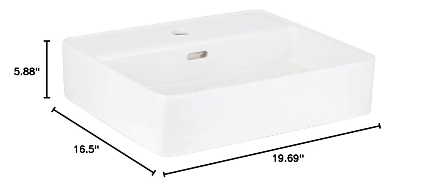 Hibiscus Rectangular Fireclay Vessel Sink Single Hole