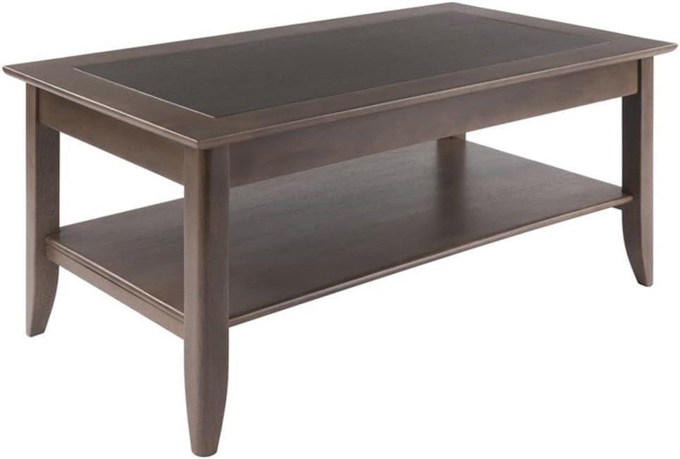 Santino Coffee Table Oyster Gray - Winsome: Wooden Rectangle Design, Fixed Shelf, MDF & Veneer, Living Room Furniture