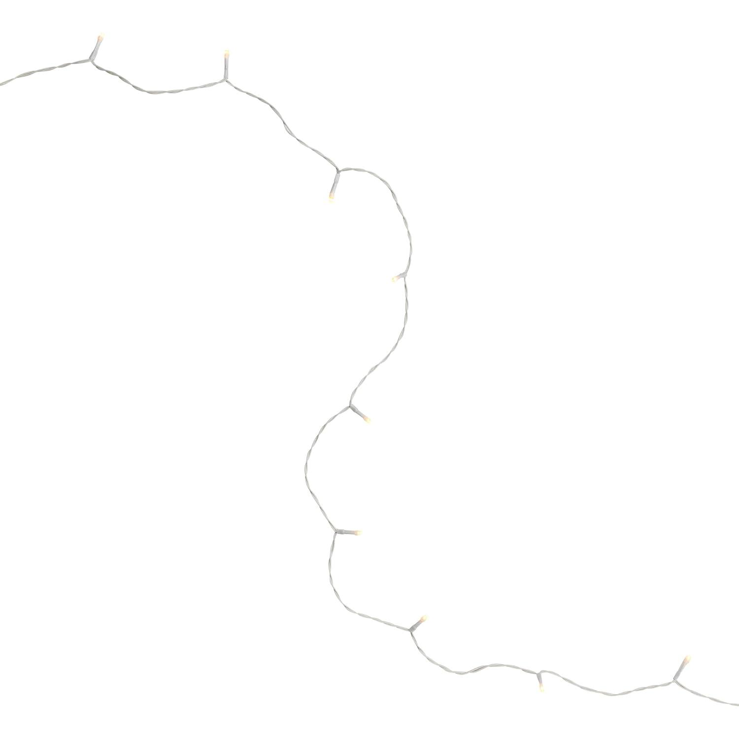 Battery Powered Warm White LED Christmas String Lights with White Wire