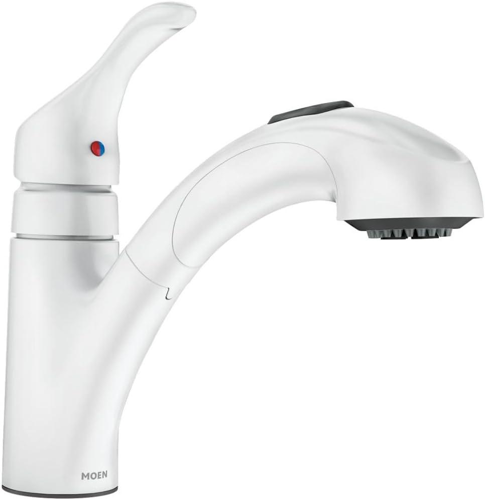 MOEN Renzo Spot Resist Stainless 9 in. H Pull Out Sprayer Kitchen Faucet with 360° Spout Swivel and PowerClean