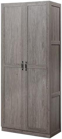 Hopkins Modern 4 Shelf Storage Closet Gray - Manhattan Comfort: MDF Wooden, 2-Door, Divided Storage Cabinet