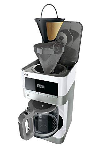 Braun BrewSense 12-cup Drip Coffee Maker - KF6050WH - Stainless Steel/White: Automatic Shut-Off, Glass Carafe, 1000W