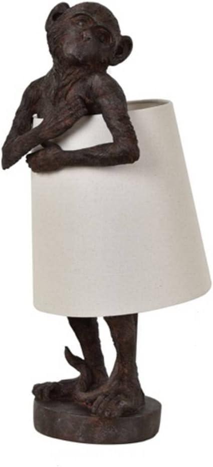 21.5" Chester Monkey Bronze Resin Table Lamp w/ Oatmeal Shade
