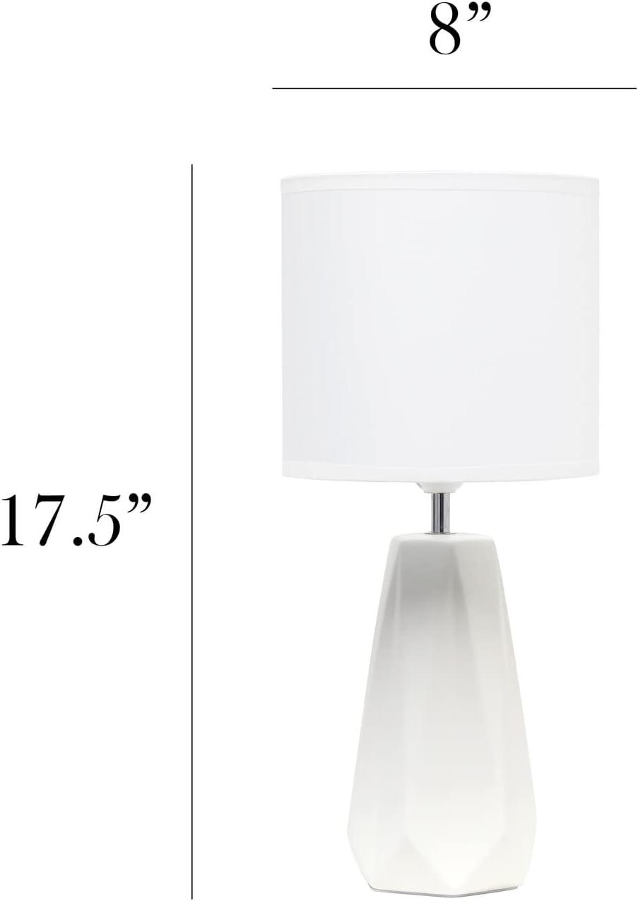 Simple Designs Ceramic Prism Table Lamp Off White