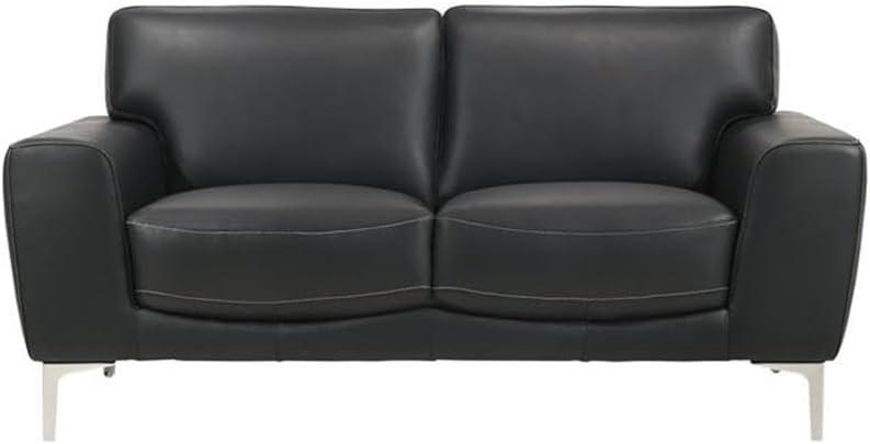 New Classic Furniture Carrara Top Grain Italian Leather Loveseat in Black