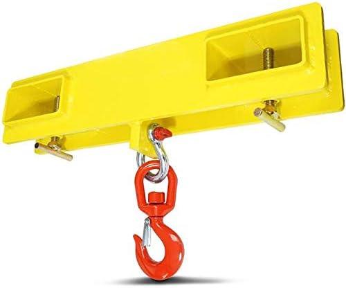 Titan Attachments Forklift Lifting Hoist Hook, 4000 LB Capacity, Yellow Fork Mounted Crane with Single HD Red Swivel Hook and Large T-Screws, Lift Heavy Loads with Ease, Warehouse Factory Attachment
