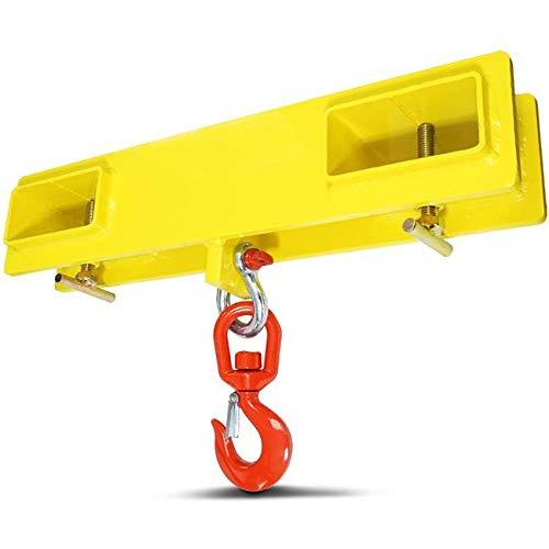 Titan Attachments Forklift Lifting Hoist Hook, 4000 LB Capacity, Yellow Fork Mounted Crane with Single HD Red Swivel Hook and Large T-Screws, Lift Heavy Loads with Ease, Warehouse Factory Attachment