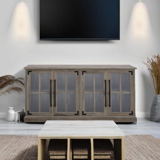 Walker Edison Abigail Farmhouse Wood TV Stand for TVs up to 64" in Gray Wash