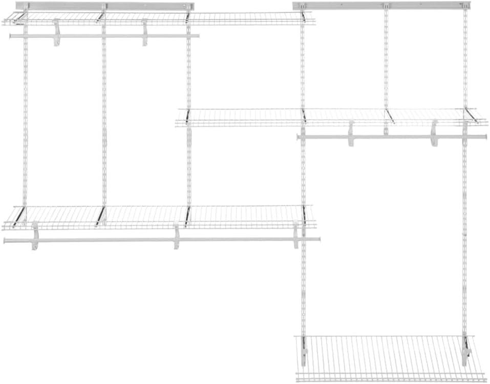 Adjustable White Steel Closet Organizer System with Shelves and Rods