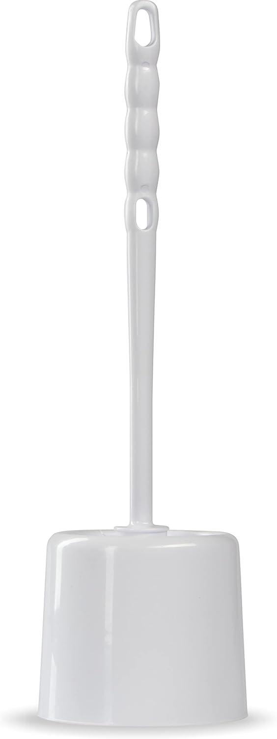 White Polypropylene Toilet Brush with Holder, 14.5" Height