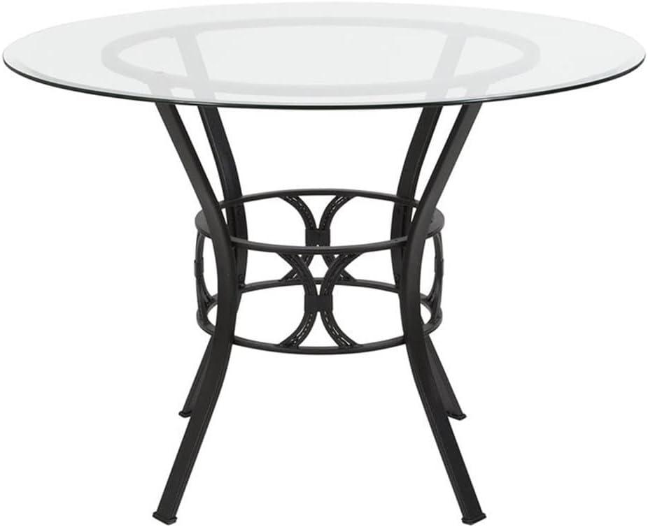 Flash Furniture Carlisle 42'' Round Glass Dining Table with Black Metal Frame