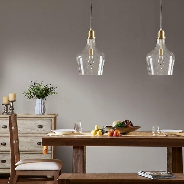 Ink+Ivy 13"x93" Auburn Bell Shaped Hanging Glass Simple Industrial Pendant Light