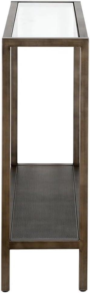 Evelyn&Zoe Rigan 46" Wide Rectangular Console Table, Blackened Bronze